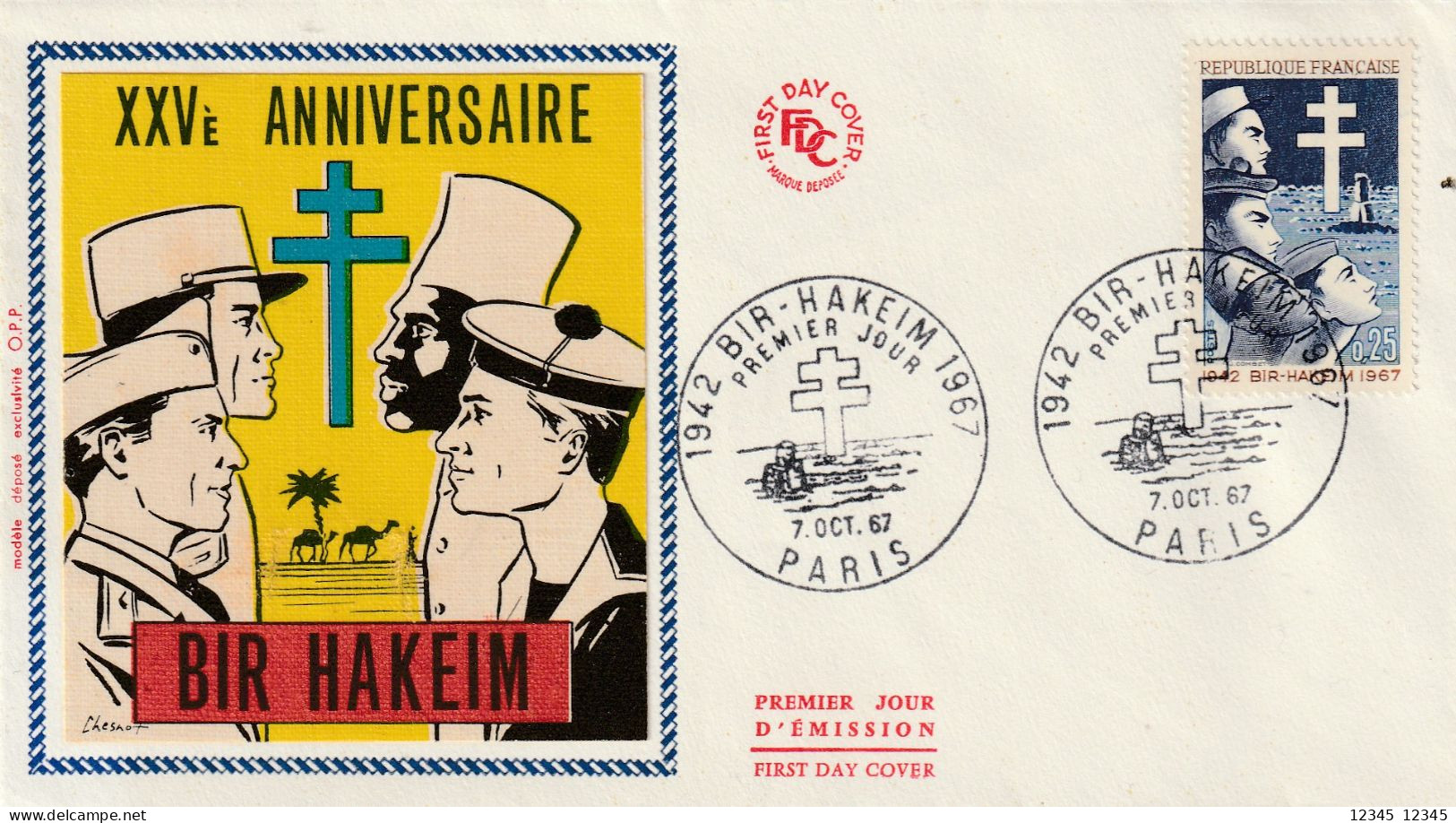 Frankrijk 1967, FDC Unused, 25th Anniversary Of The Desert Battle Of Bir-Hakeim - 1960-1969