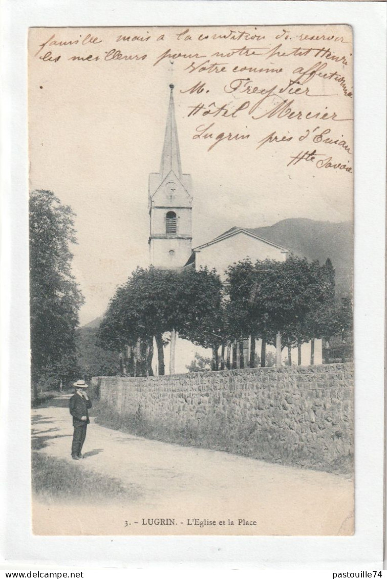 CPA :  14 X 9  -  LUGRIN  -  L'Eglise Et La Place - Lugrin