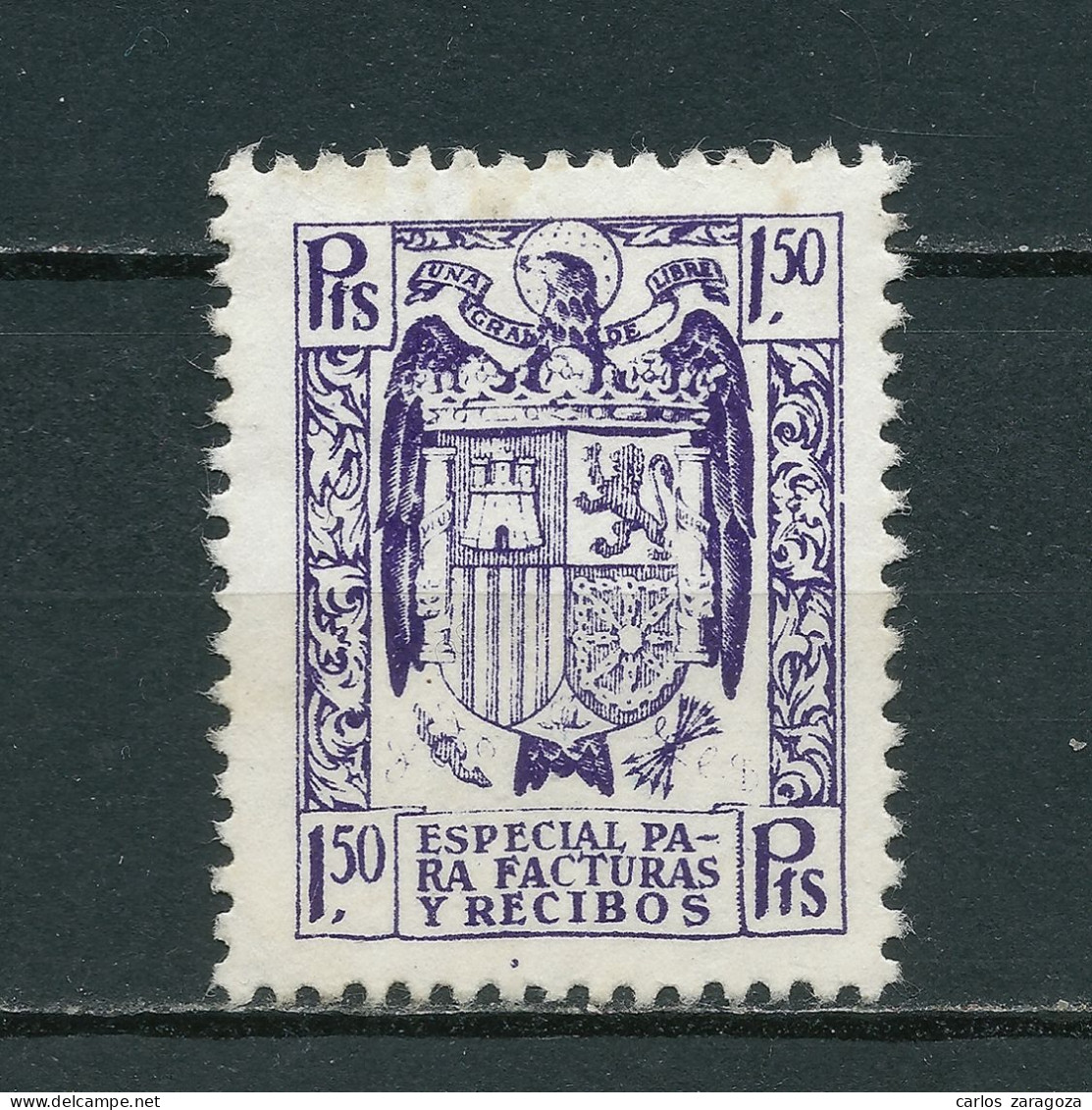 ESPAÑA 1940/1950 — TIMBRE ESPECIAL PARA FACTURAS Y RECIBOS #43 O #53 SELLO FISCAL (o) 1,50 Ptas - Revenue Stamps