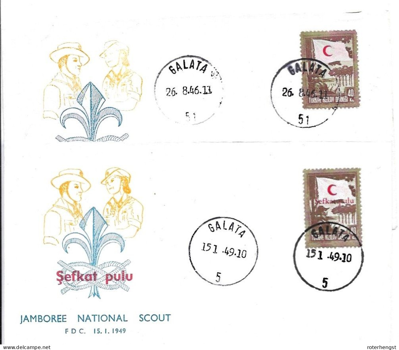 Turkey Scouting 2 Letters With And Without Overprint 1946 And 1949 Charity Stamp FDC - Briefe U. Dokumente