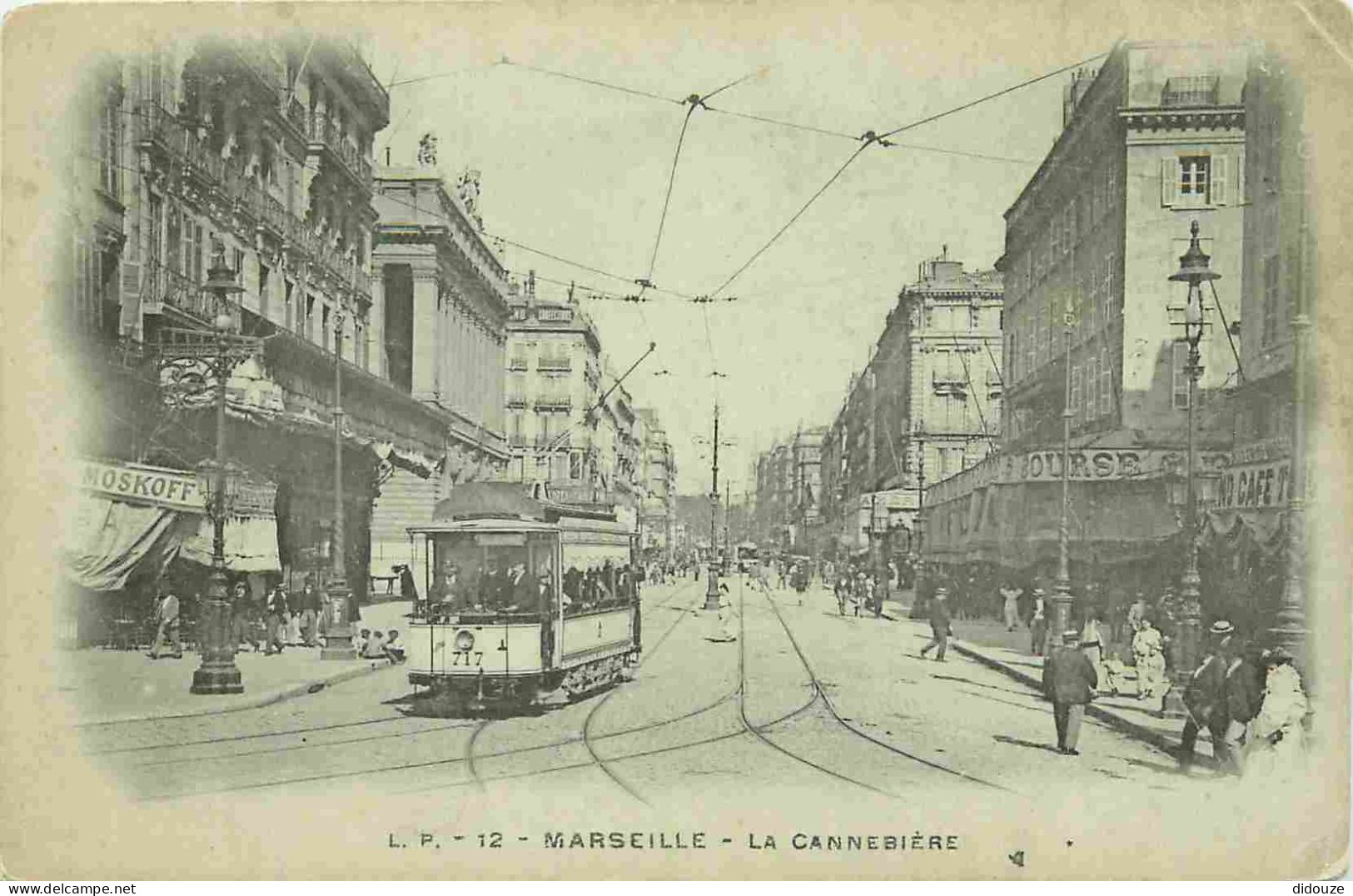 13 - Marseille - La Cannebière - Animée - Tramway - Précurseur - CPA - Etat Pli Visible - Voir Scans Recto-Verso - Canebière, Centro