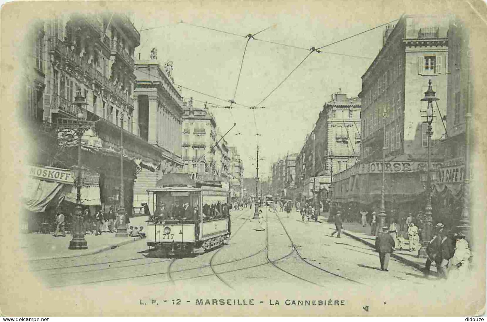 13 - Marseille - La Cannebière - Animée - Tramway - Précurseur - CPA - Etat Pli Visible - Voir Scans Recto-Verso - Canebière, Centre Ville