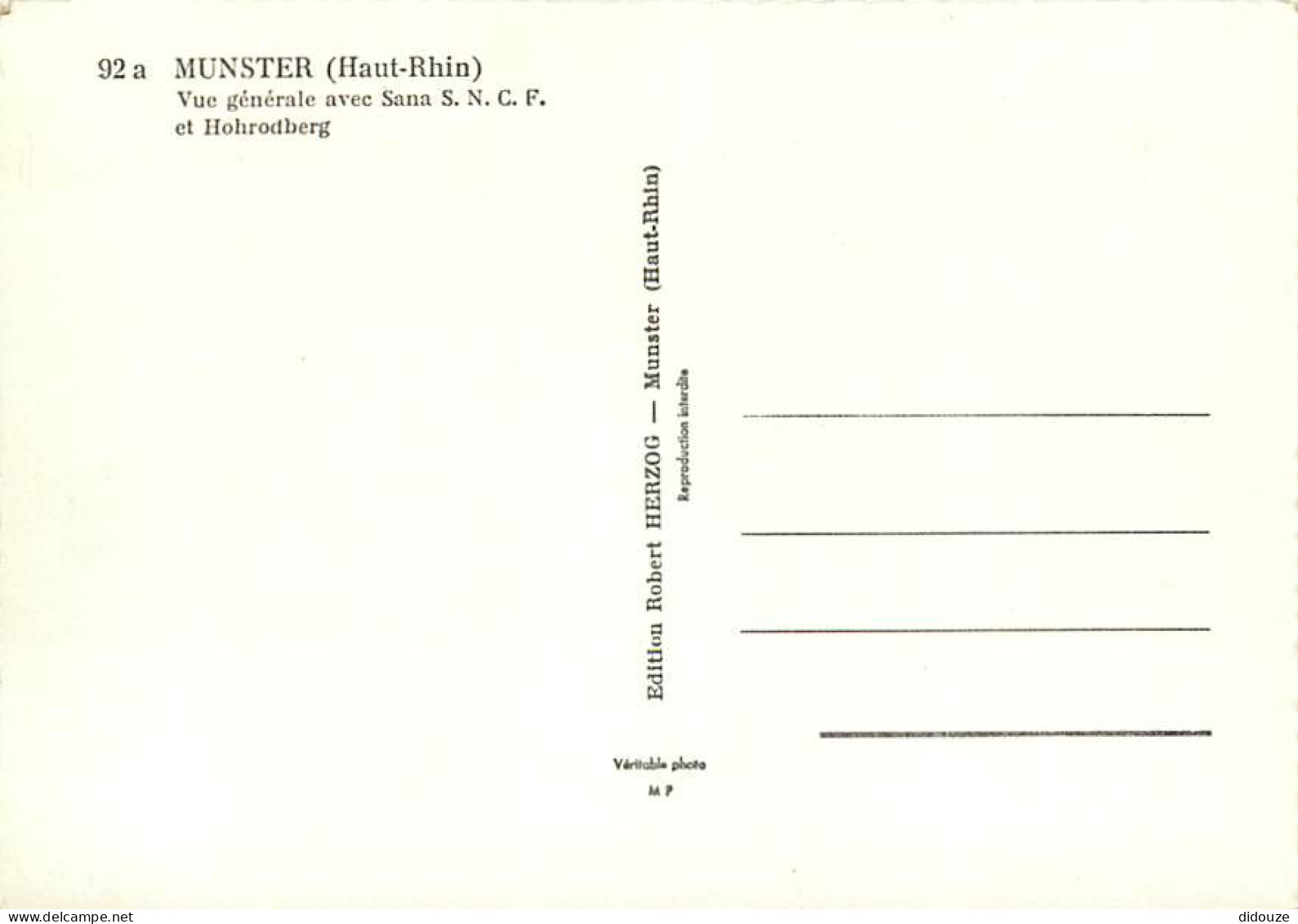 68 - Munster - Vue Générale Avec Sana S. N. C. F. Et Hohrodberg - Mention Photographie Véritable - CPSM Grand Format - C - Munster