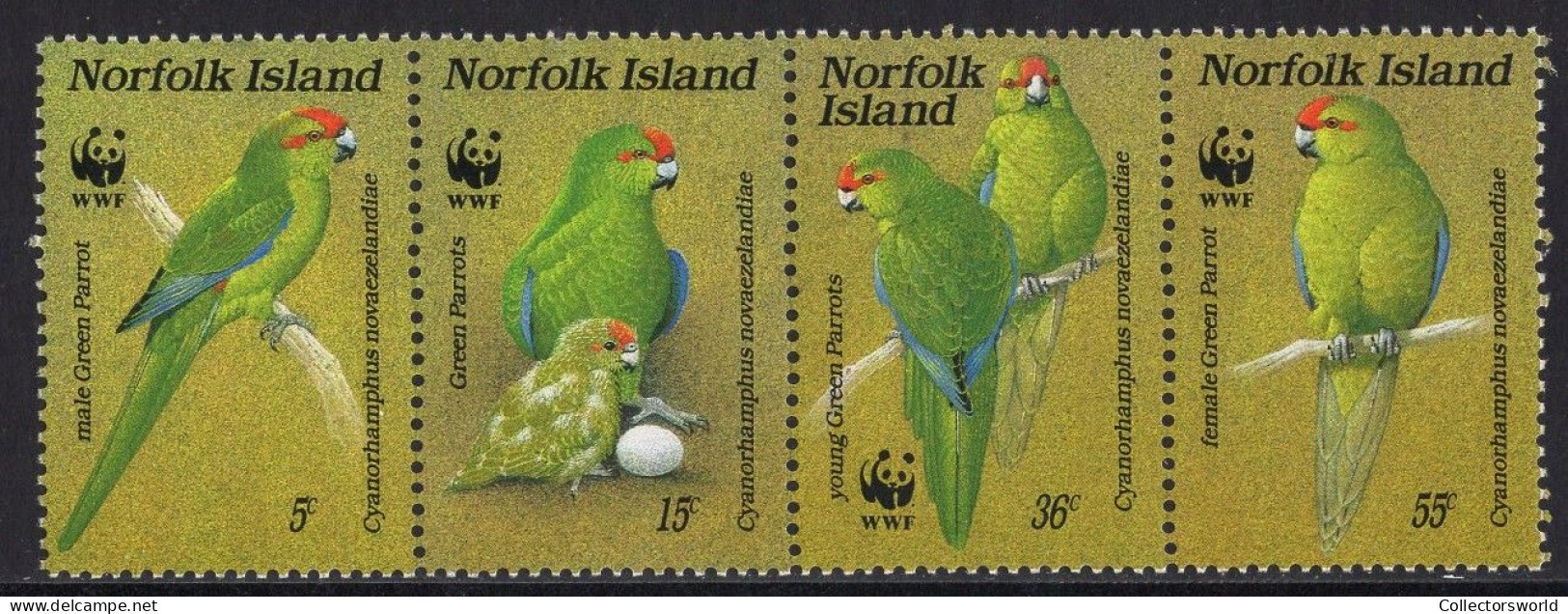 Norfolk Island Serie / Strip 4v WWF 1985 Parrot Birds MNH - Nuevos