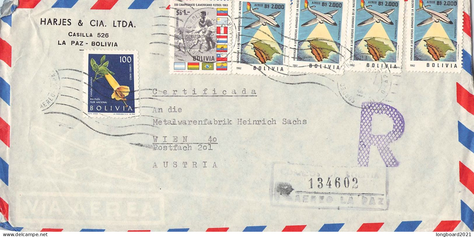 BOLIVIA - AIR MAIL 1963 LA PAZ - WIEN/AT / 6246 - Bolivie