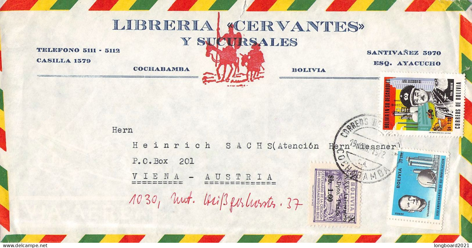 BOLIVIA - AIR MAIL 1972 LA PAZ - WIEN/AT / 6247 - Bolivie