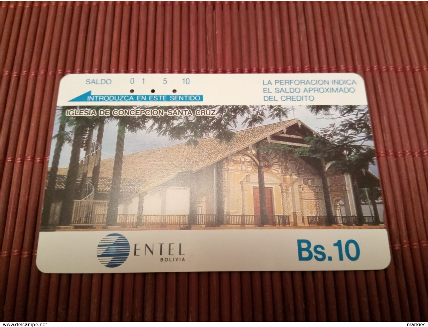 Bolivia - Entel Iglesia De Concepción Santa Cruz BS 10 Used - Bolivien