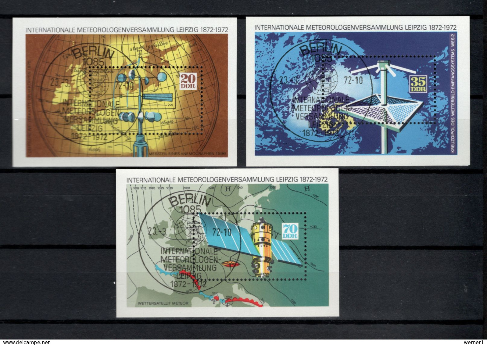 DDR 1972 Space, Meteorology Set Of 3 S/s With First Day Cancellation - Europa