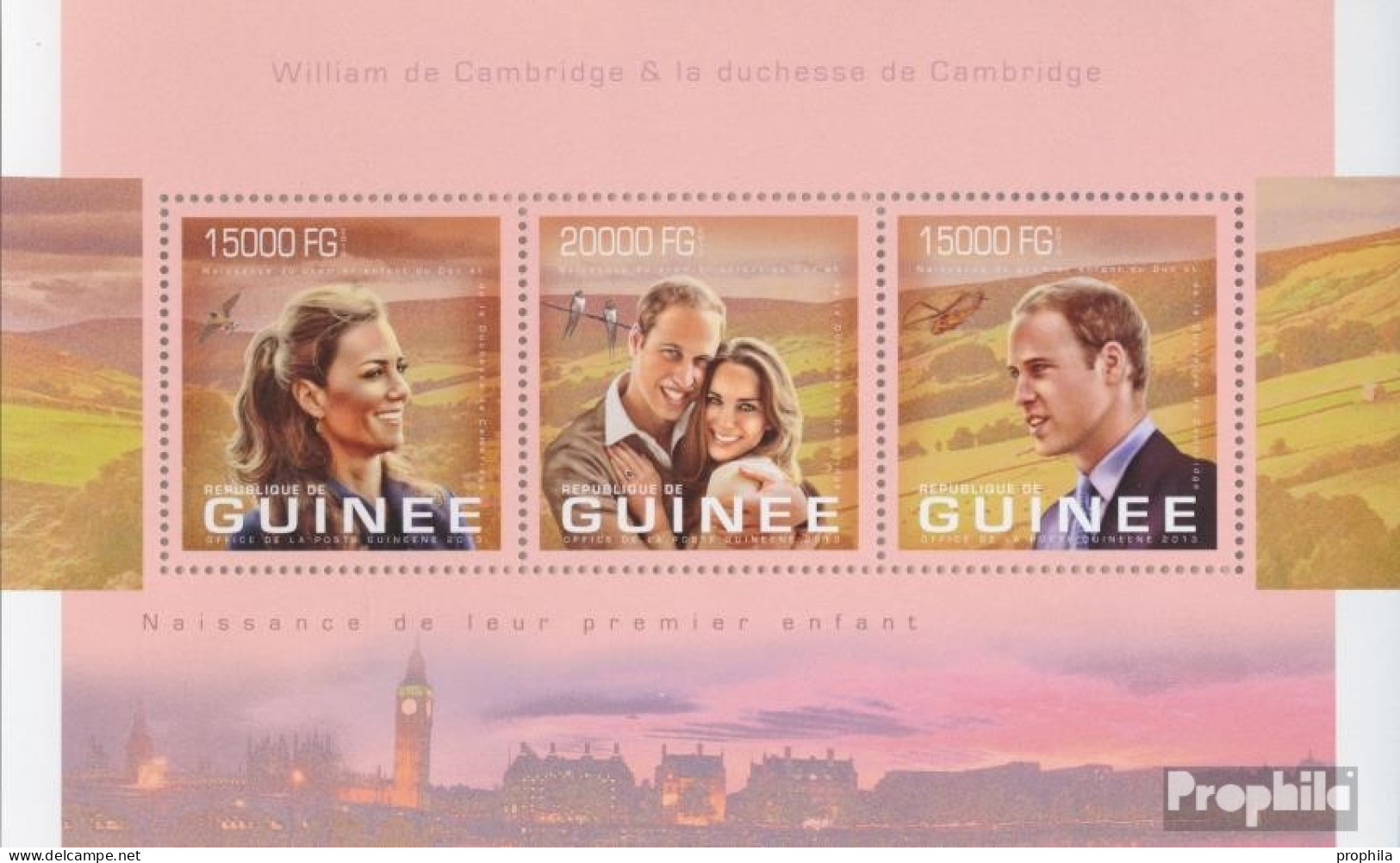 Guinea 9938-9940 Kleinbogen (kompl. Ausgabe) Postfrisch 2013 Prinz William Und Kate Middleton - Guinea (1958-...)