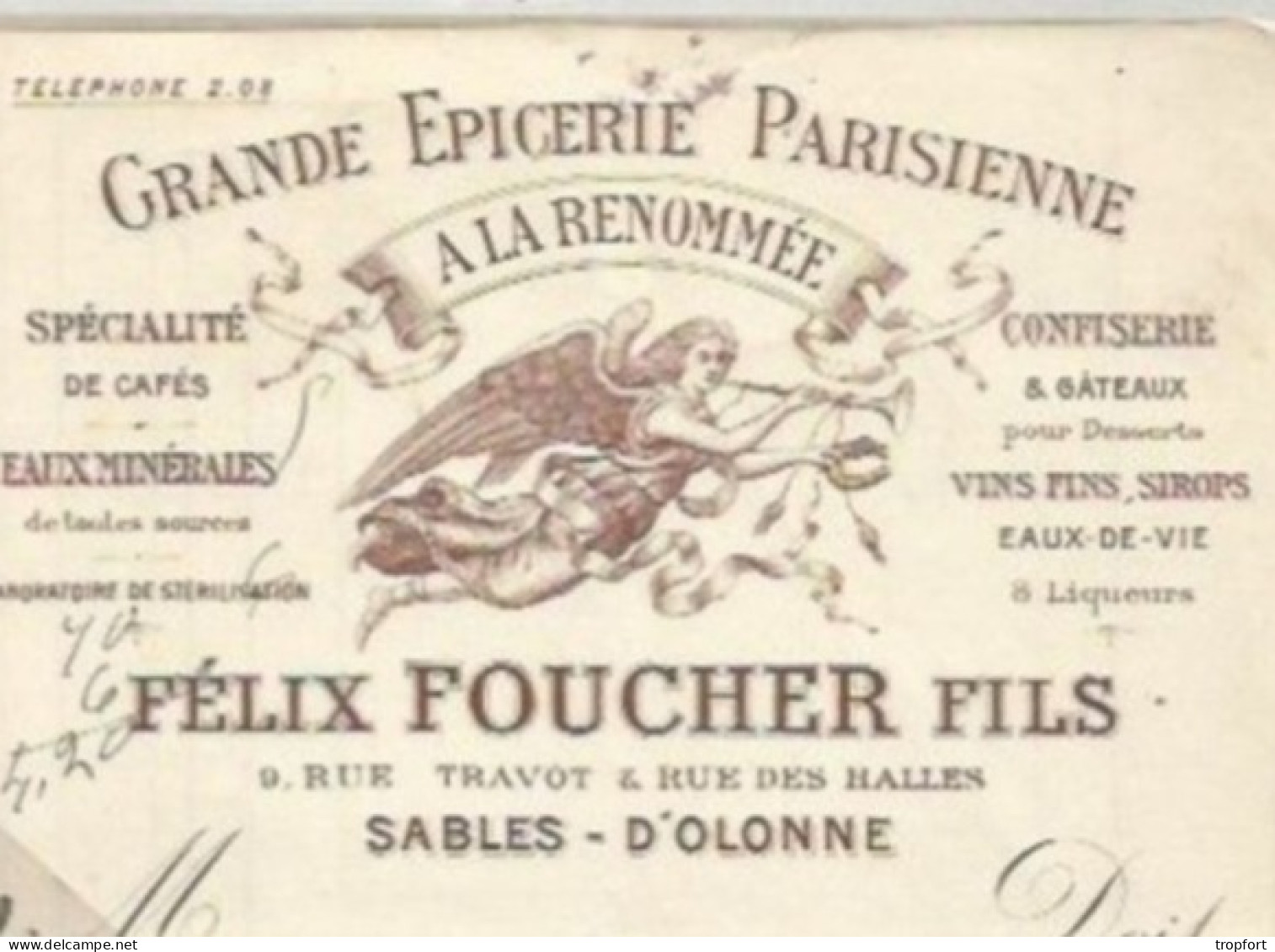 PO / FACTURE Ancienne 1910 /19  GRANDE EPICERIE PARISIENNE FELIX FOUCHER  SABLES-D'OLONNE - Food