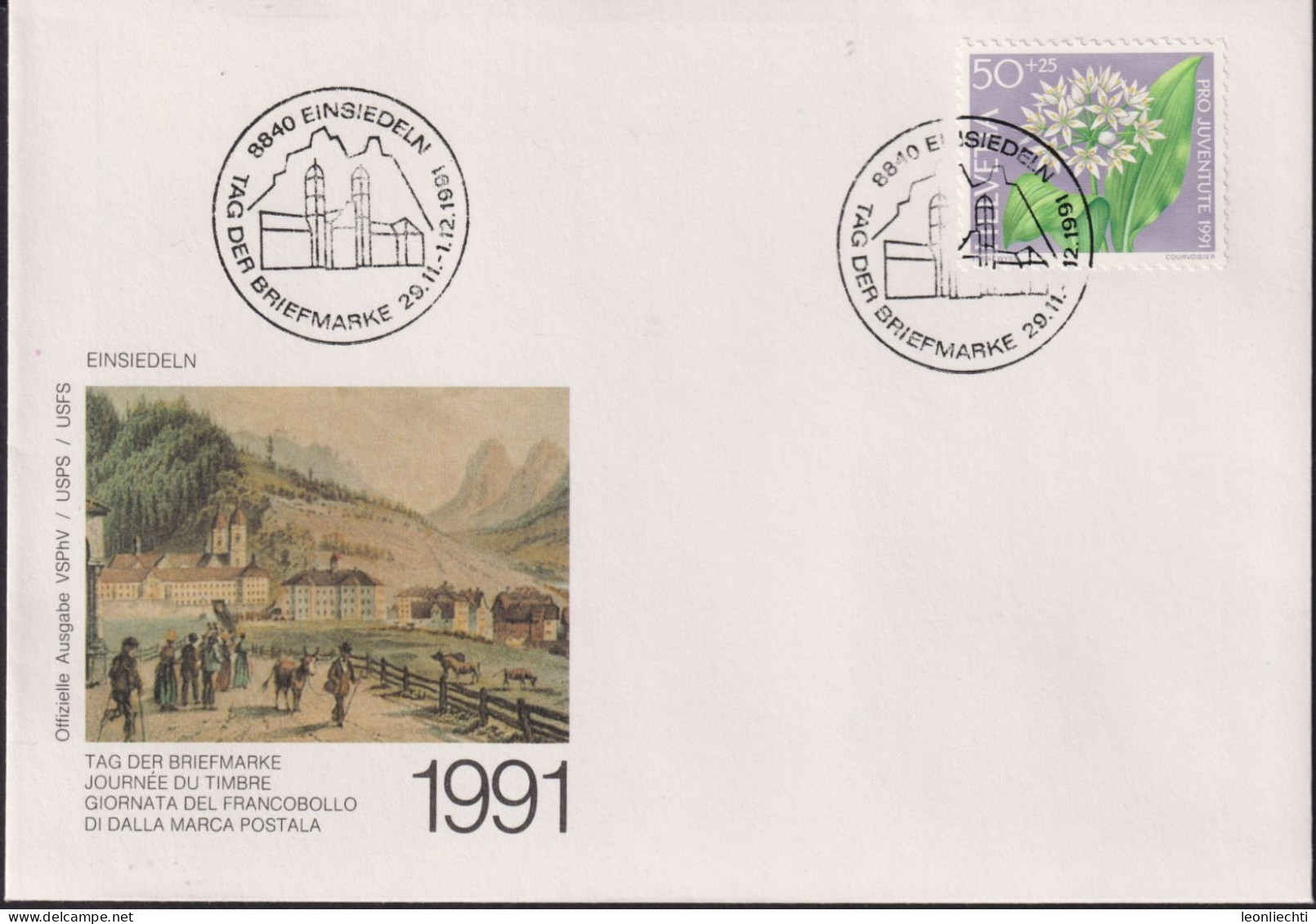 1991 Schweiz Brief Tag Der Briefmarke Einsiedeln, Mi:CH 1455,Yt:CH 1383, Zum:CH J319, Bärlauch - Briefe U. Dokumente