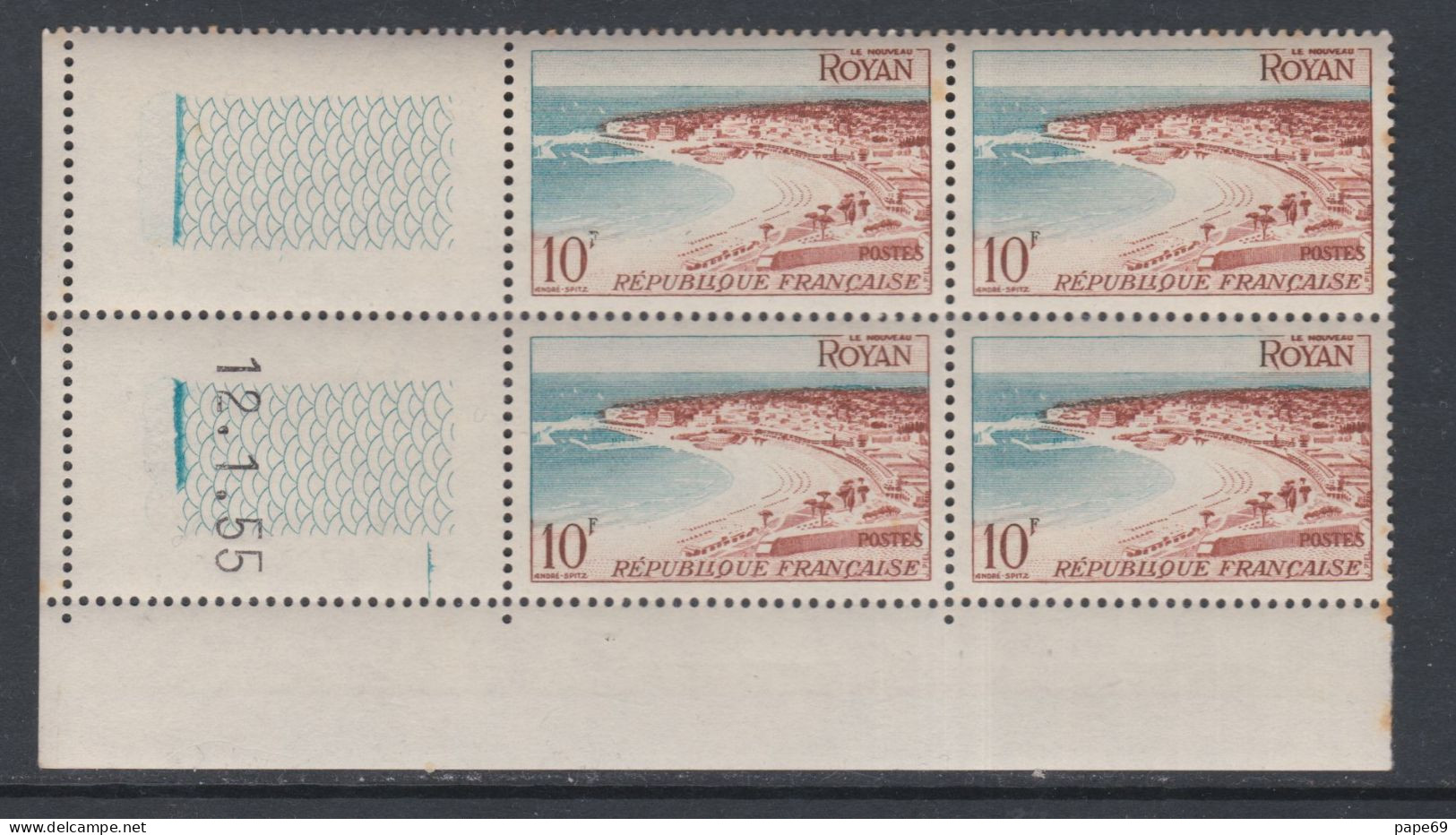 France N° 978 XX Les Andelys  En Bloc De 4 Coin Daté Du  12 . 1  55 ; 1 Trait, Sans Charnière, TB - 1950-1959