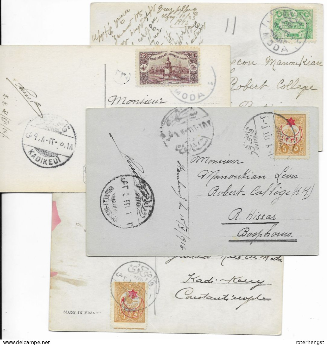 Turkey 3 Salon De Paris 1914 Postcards Plus One To Brumeli-Hissar - Covers & Documents