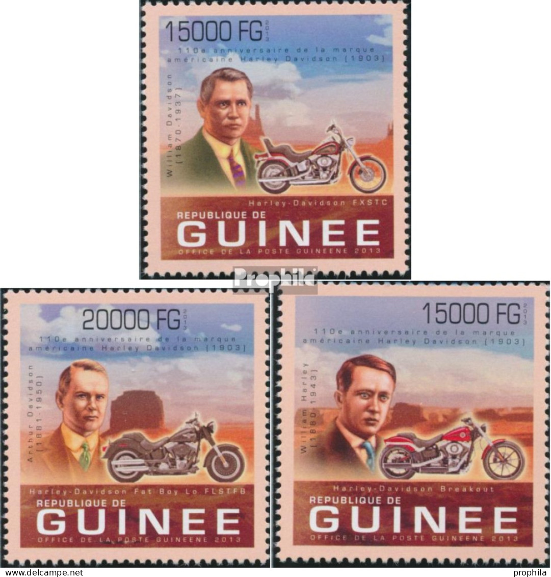 Guinea 9890-9892 (kompl. Ausgabe) Postfrisch 2013 Harley Davidson - Guinée (1958-...)