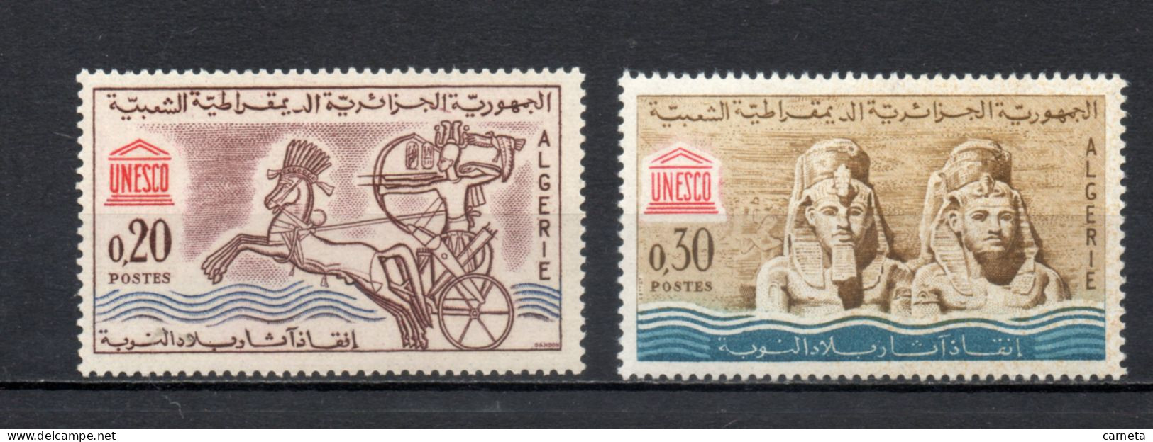 ALGERIE N° 387 + 388   NEUFS SANS CHARNIERE COTE 2.50€  MONUMENTS DE NUBIE - Algérie (1962-...)