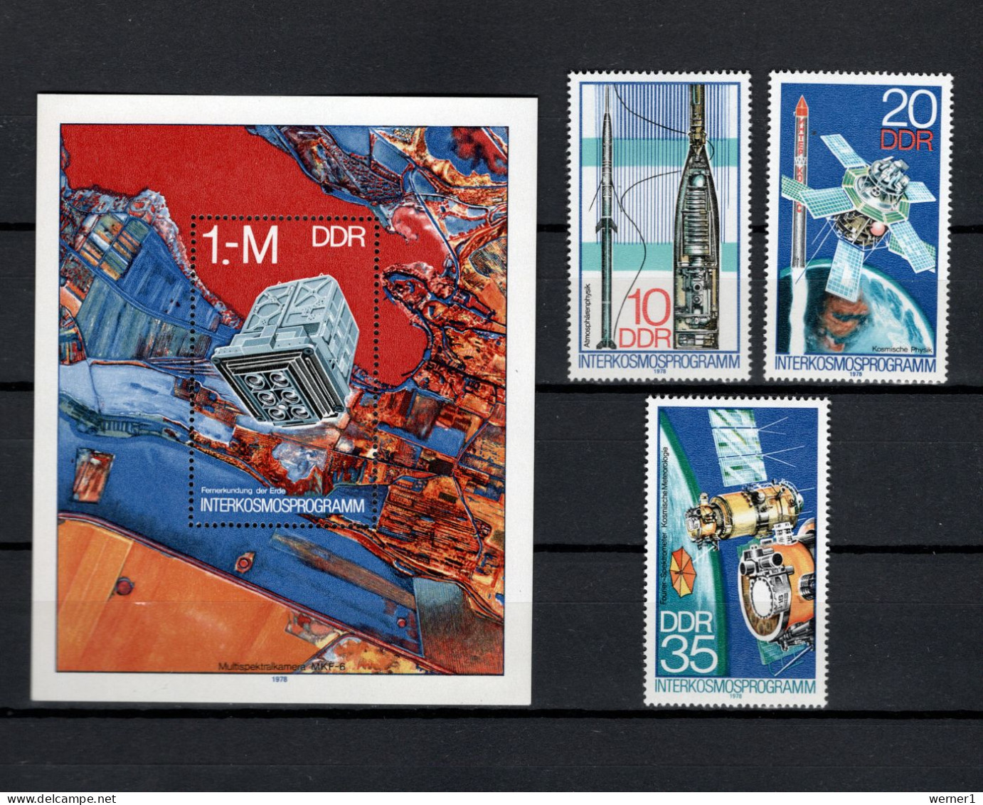 DDR 1978 Space, Interkosmos Program Set Of 3 + S/s MNH - Europa