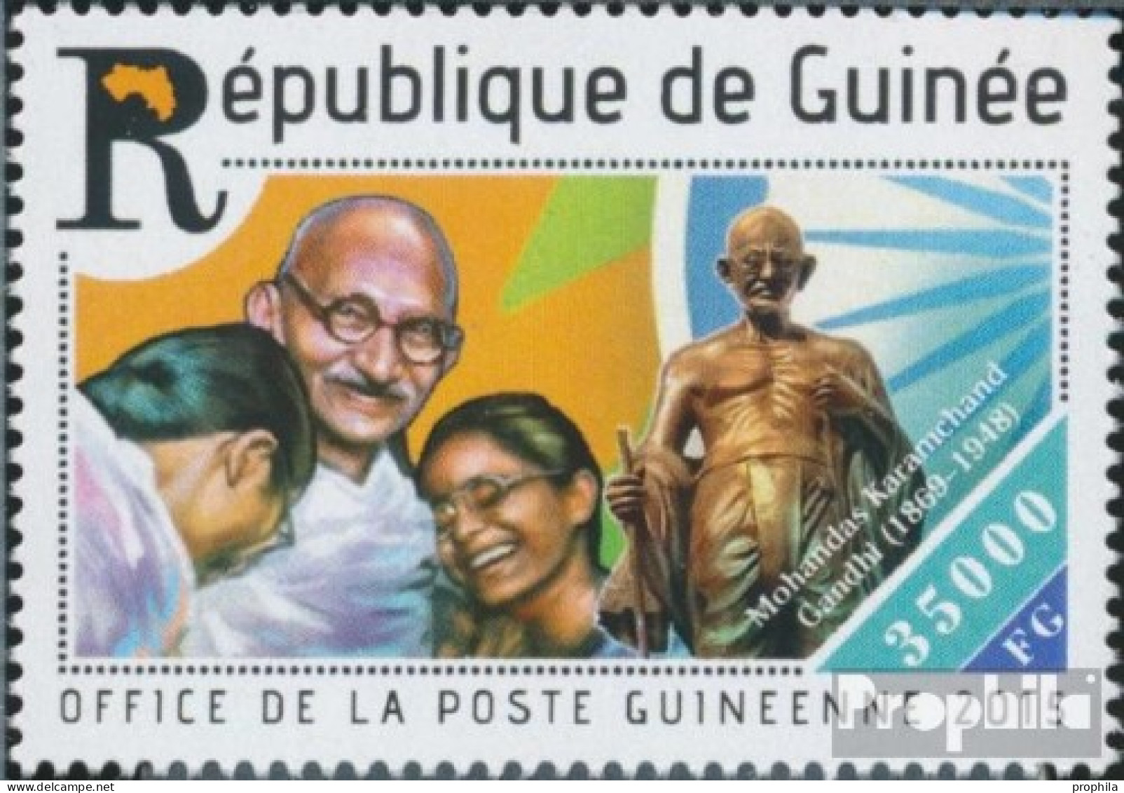 Guinea 11112 (kompl. Ausgabe) Postfrisch 2015 Mahatma Gandhi - Guinée (1958-...)