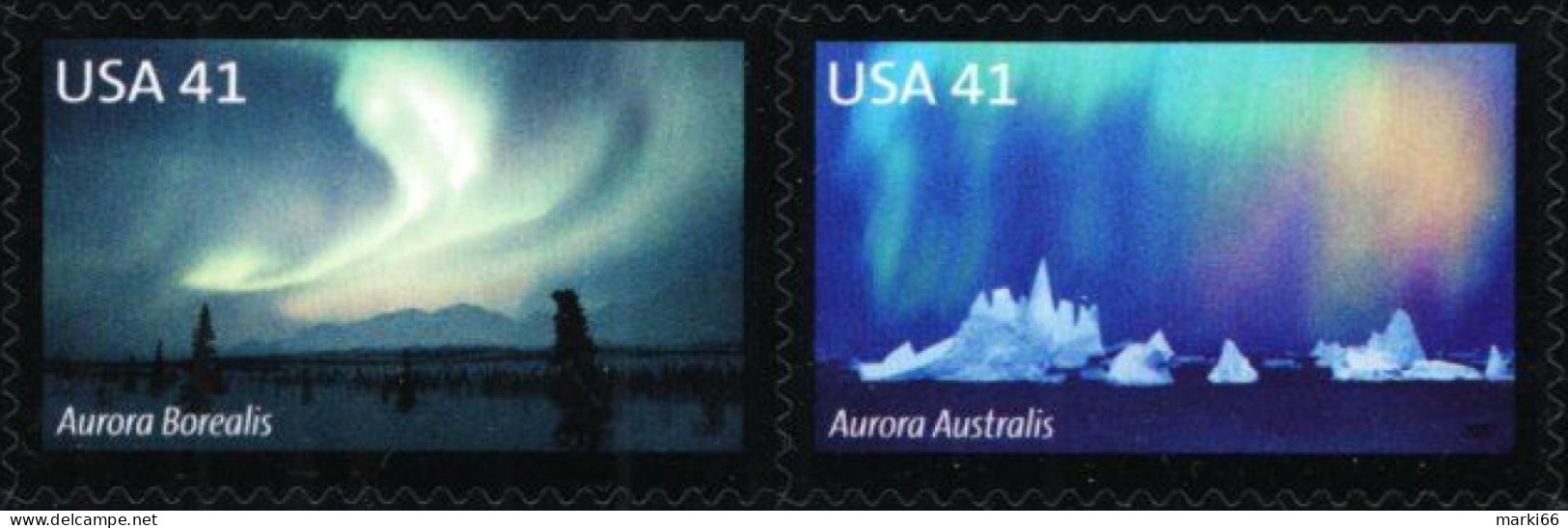 USA - 2007 - International Polar Year - Polar Lights - Auropa Borealis - Mint Self-adhesive Stamp Set - Nuevos