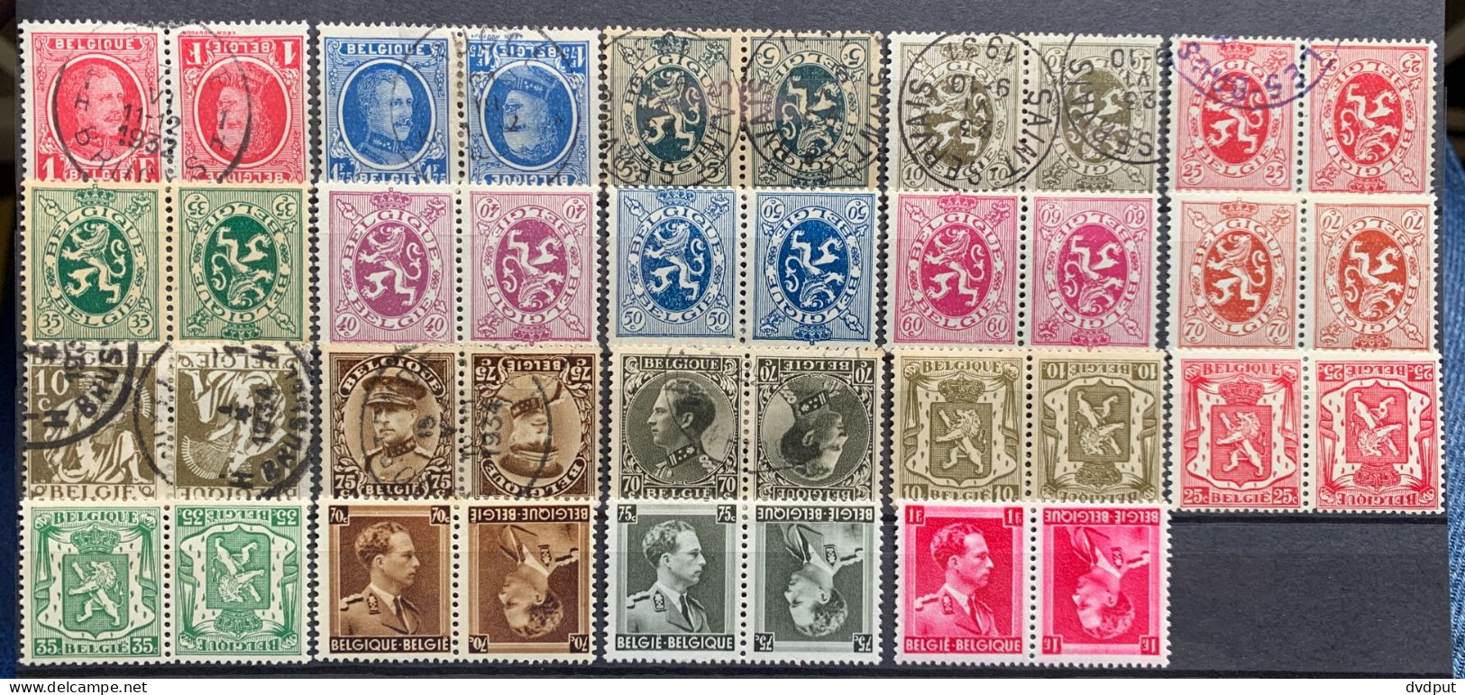 België, 1922-27, Samenstelling KP Zegels, Gestempeld/*, OBP 59€ - Tête-bêche [KP] & Zwischensteg [KT]