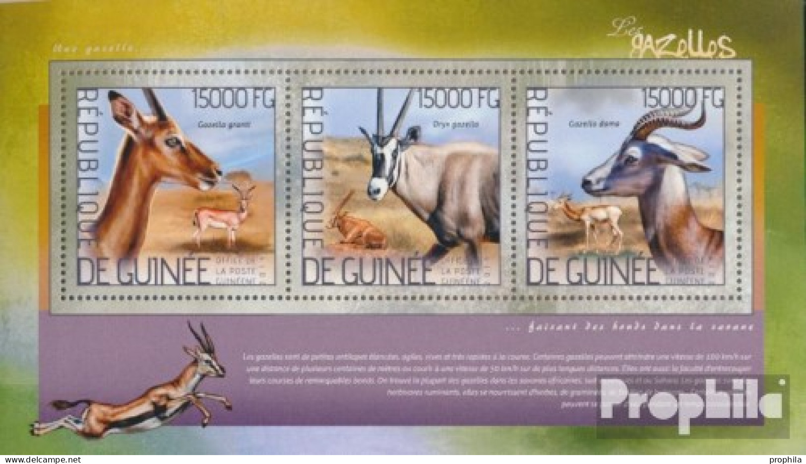 Guinea 10359-10361 Kleinbogen (kompl. Ausgabe) Postfrisch 2014 Gazellen - Guinea (1958-...)