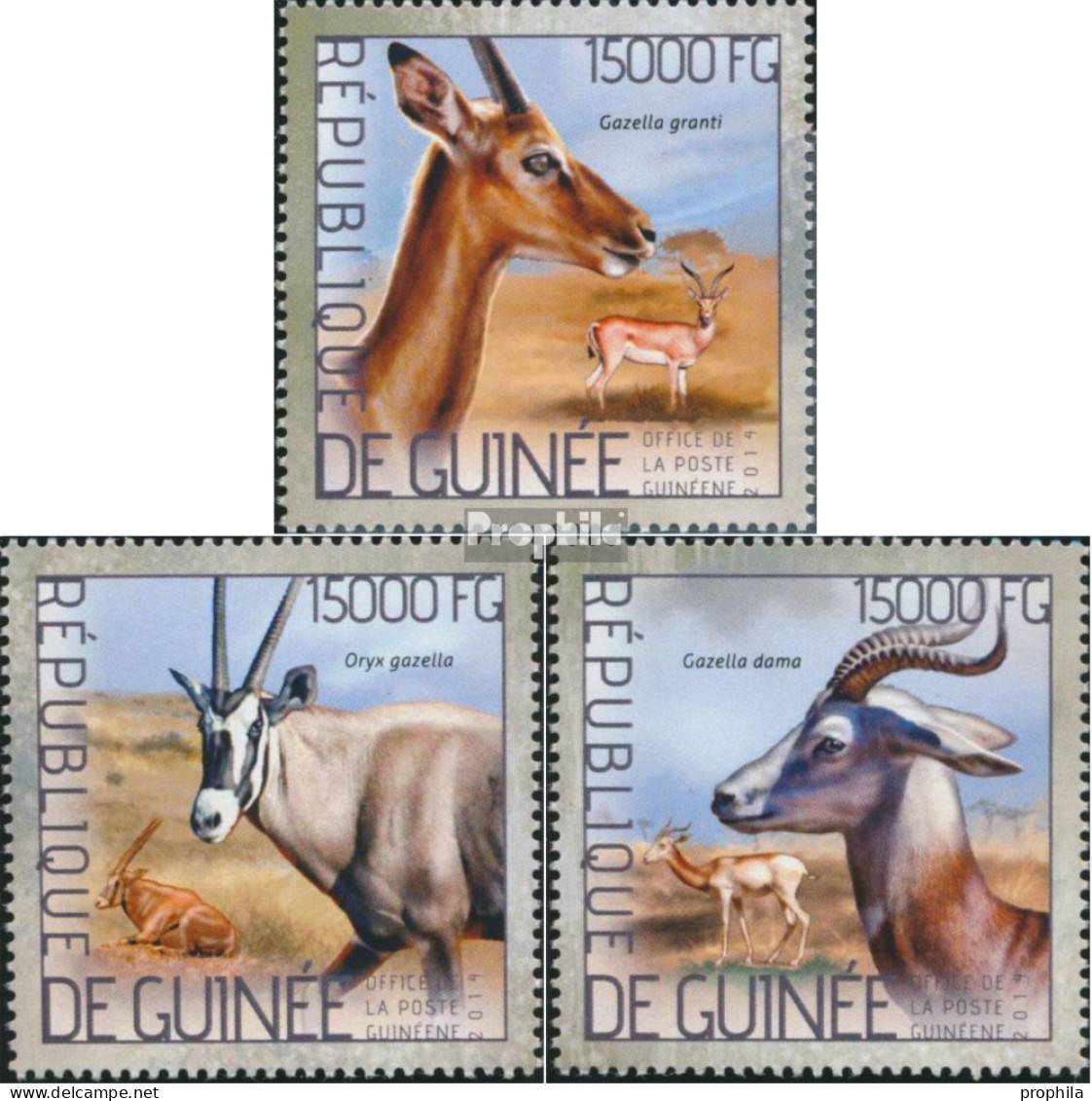 Guinea 10359-10361 (kompl. Ausgabe) Postfrisch 2014 Gazellen - Guinée (1958-...)