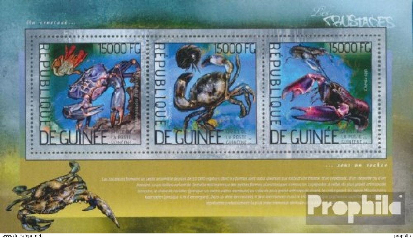 Guinea 10307-10309 Kleinbogen (kompl. Ausgabe) Postfrisch 2014 Schalentiere - Guinea (1958-...)