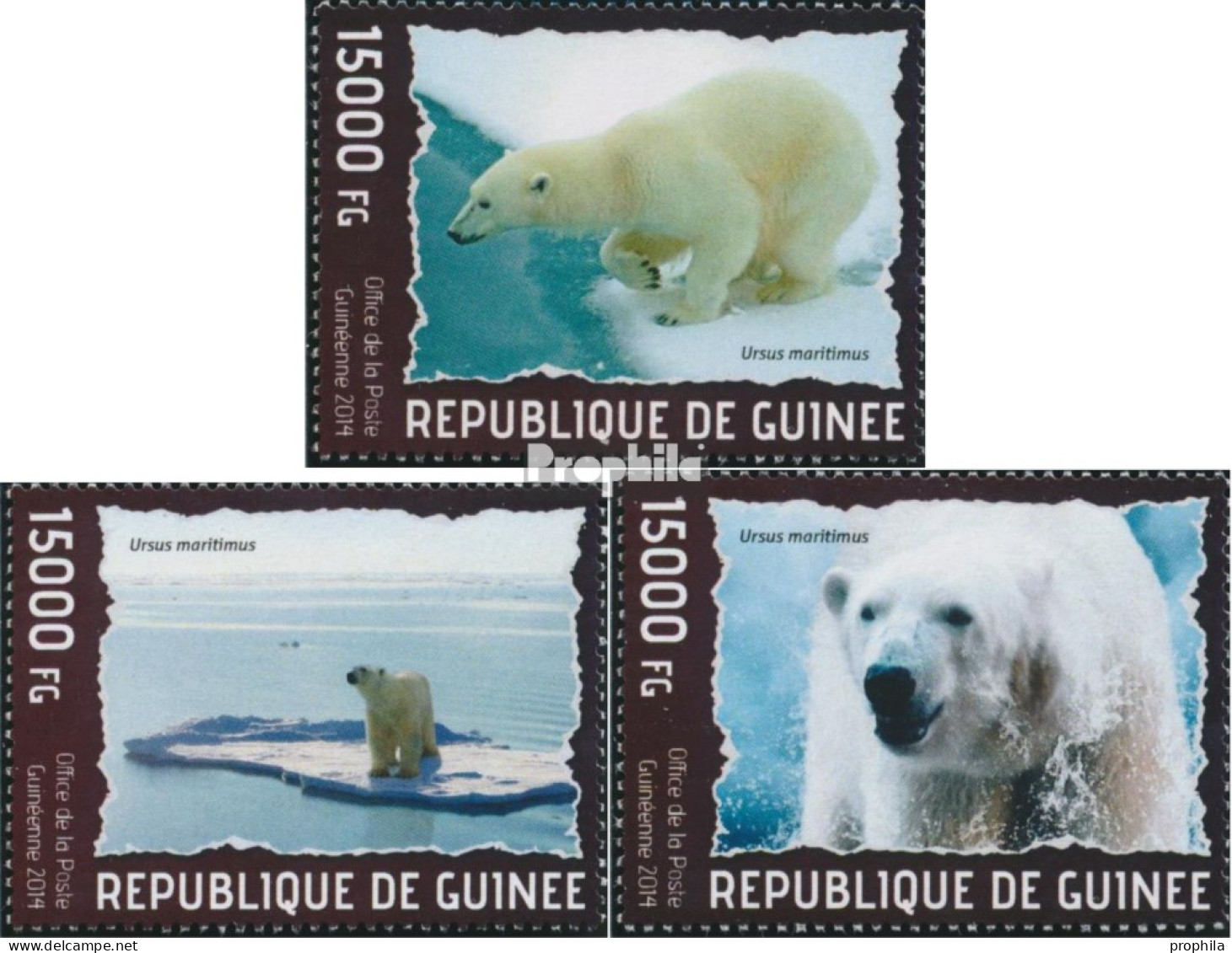 Guinea 10303-10305 (kompl. Ausgabe) Postfrisch 2014 Bedrohung Des Eisbären - Guinea (1958-...)
