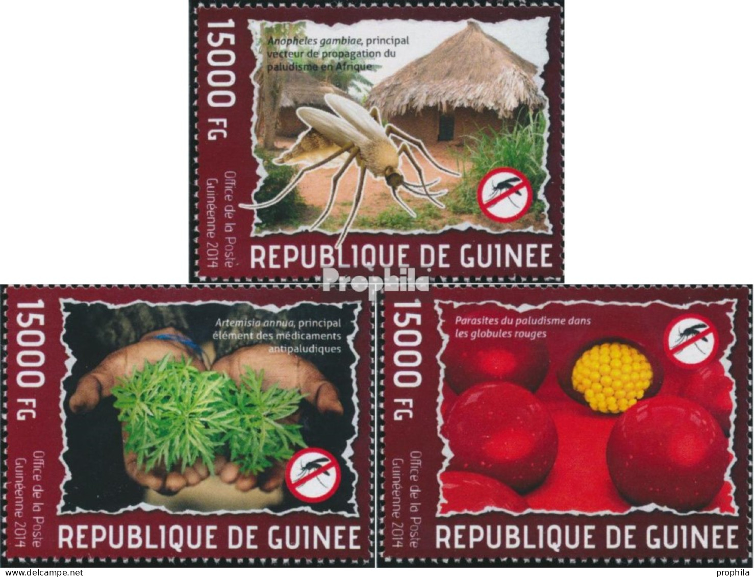 Guinea 10299-10301 (kompl. Ausgabe) Postfrisch 2014 Malaria - Guinée (1958-...)