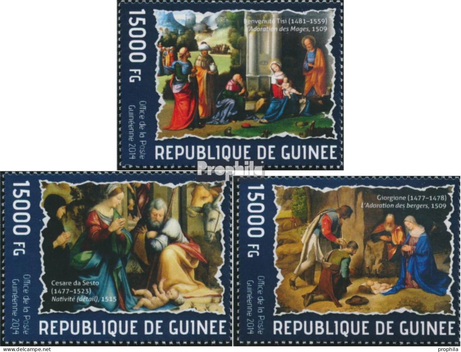 Guinea 10295-10297 (kompl. Ausgabe) Postfrisch 2014 Weihnachtsgmälde - Guinea (1958-...)