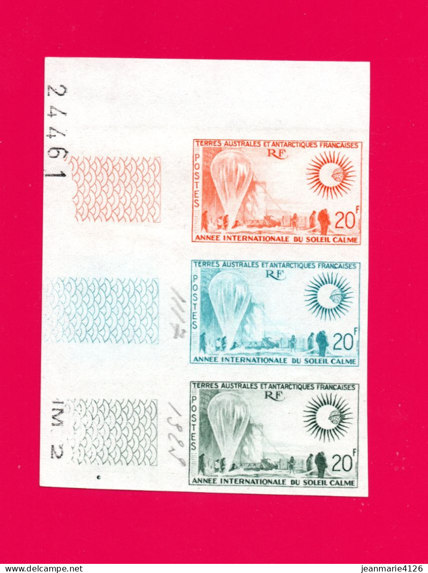 TAAF - 1963 - PO N° 21 ** X 3  - NON DENTELES ** - ESSAIS DE COULEUR - ( Côte > 450€ ) . - Imperforates, Proofs & Errors