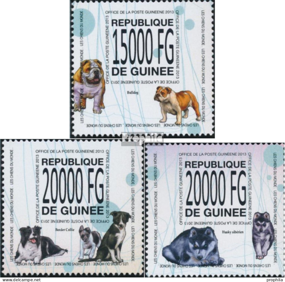 Guinea 10109-10111 (kompl. Ausgabe) Postfrisch 2013 Hunde - Guinea (1958-...)