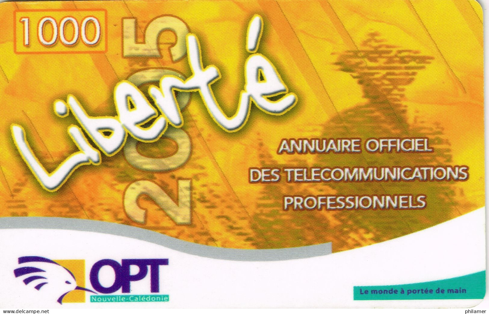 NOUVELLE CALEDONIE NEW CALEDONIA Telecarte Phonecard Prepayee Prepaid Liberte 1000 F Annuaire Ex.2008 UT BE - Nouvelle-Calédonie