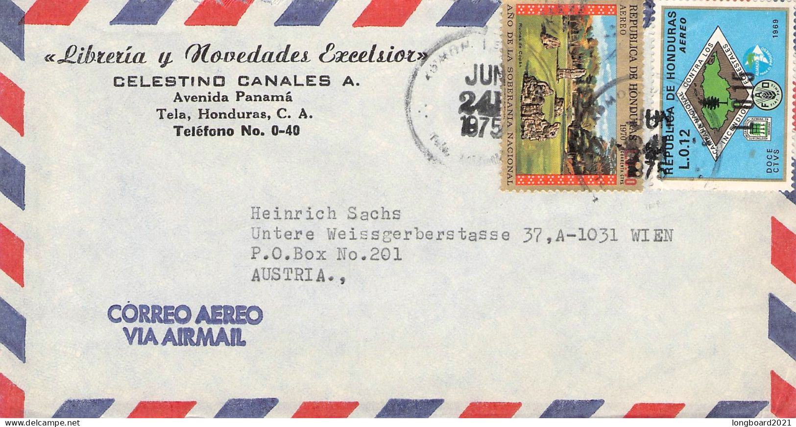 HONDURAS - AIR MAIL 1975 - WIEN/AT / 6252 - Honduras