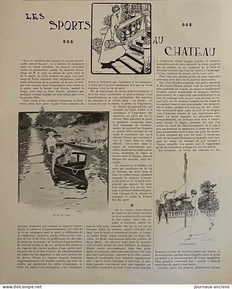 1898 LE LAWN TENNIS - EQUITATION - LE CRIQUET GOLF ETC... - LES SPORTS AU CHATEAU - LA VIE AU GRAND AIR - 1900 - 1949