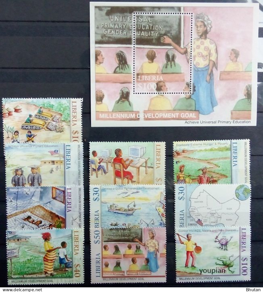 Liberia 2006, Long-Term Development, MNH S/S And Stamps Set - Liberia