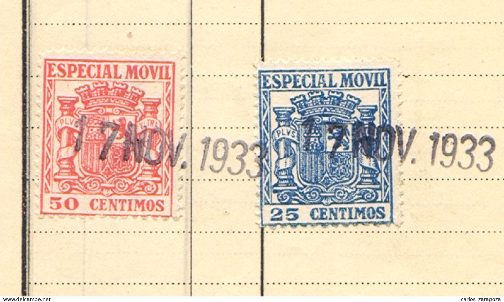 ESPAÑA 1933 — Timbres ESPECIAL MOVIL En Factura Antigua — Sellos Fiscales De La República - Fiscales