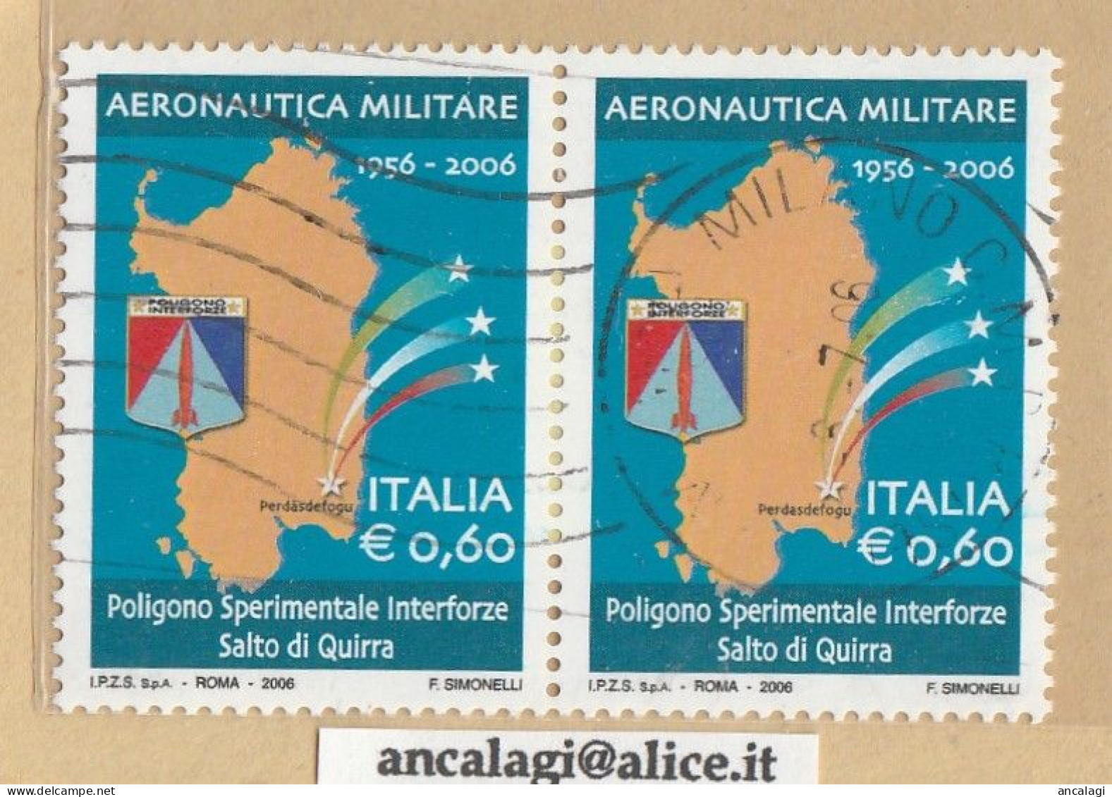 USATI ITALIA 2006 - Ref.1017A "AERONAUTICA MILITARE" 1 Val. In Coppia - - 2001-10: Usati