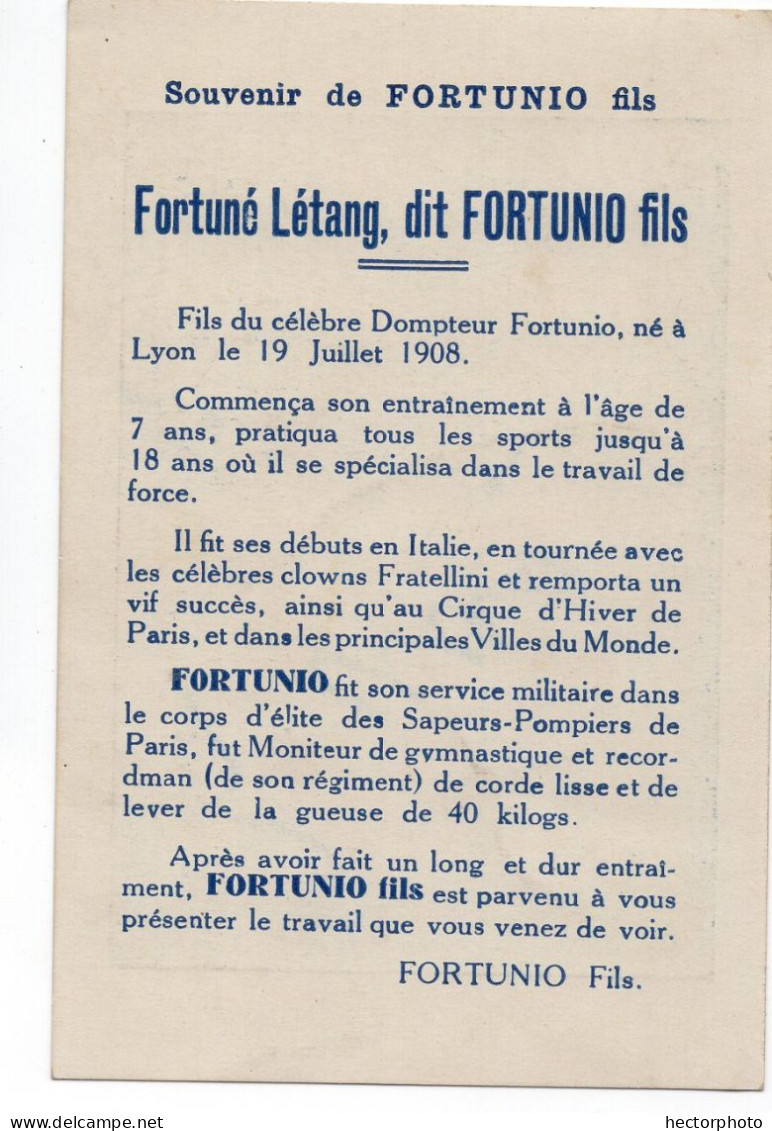 FORTUNIO FILS  Animaux Fortuné LETANG Dompteur Force - Cirque