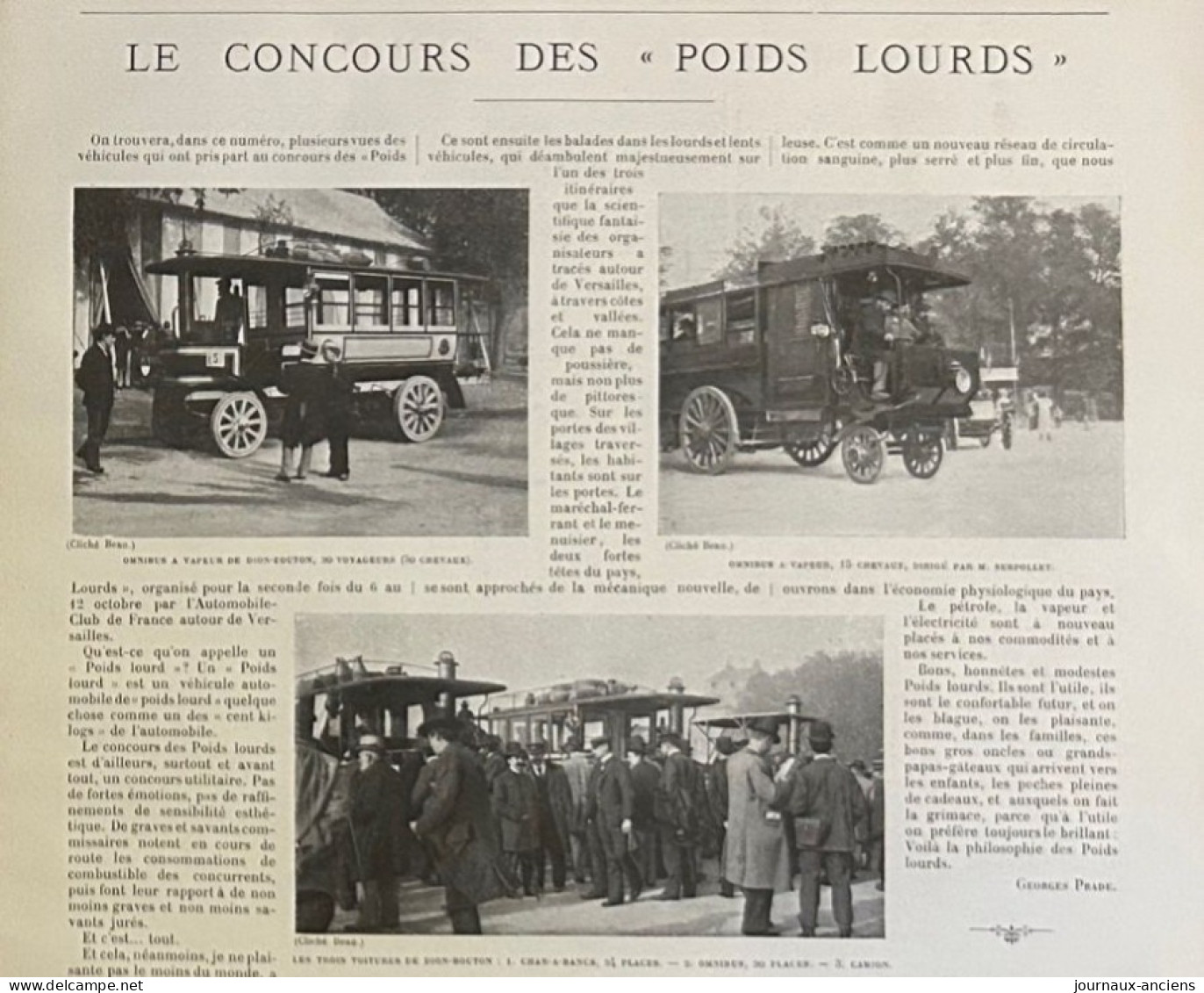 1898 AUTOMOBILE LE CONCOURS DE POIDS LOURDS - DE DION BOUTON - VERSAILLES - Revue Sportive LA VIE AU GRAND AIR - Riviste - Ante 1900