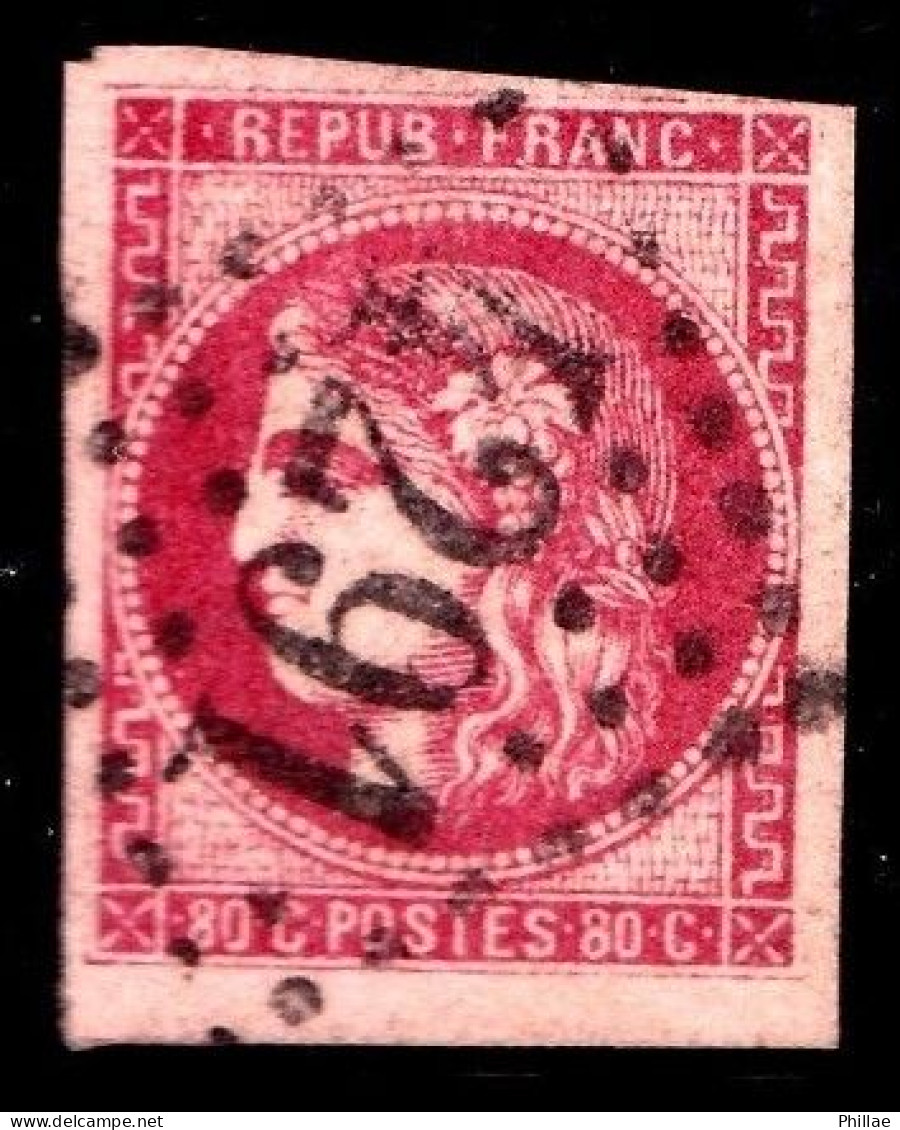 49 - 80c Rose Cérès Bordeaux - Oblitéré Losange GC 4291 (Vire - Calvados) - Signé Calves - TB - 1870 Emission De Bordeaux
