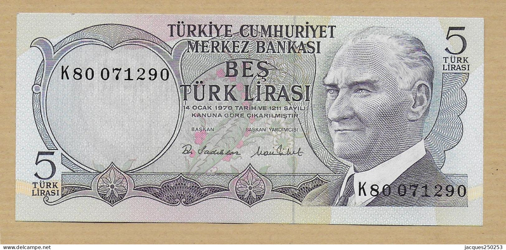 5 TURK LIRASI 1976 TURQUIE NEUF - Turquia
