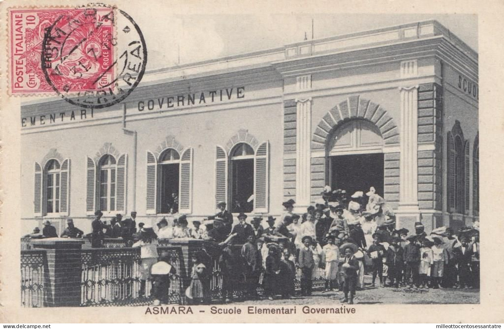 CO766 - ERITREA - Cartolina Fotografica Del 1918 Da Asmara Con Cent 10 + 5  Rosa - Croce Rossa - Sul Fronte - Erythrée