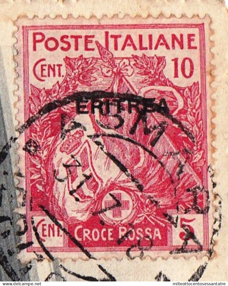 CO766 - ERITREA - Cartolina Fotografica Del 1918 Da Asmara Con Cent 10 + 5  Rosa - Croce Rossa - Sul Fronte - Eritrea