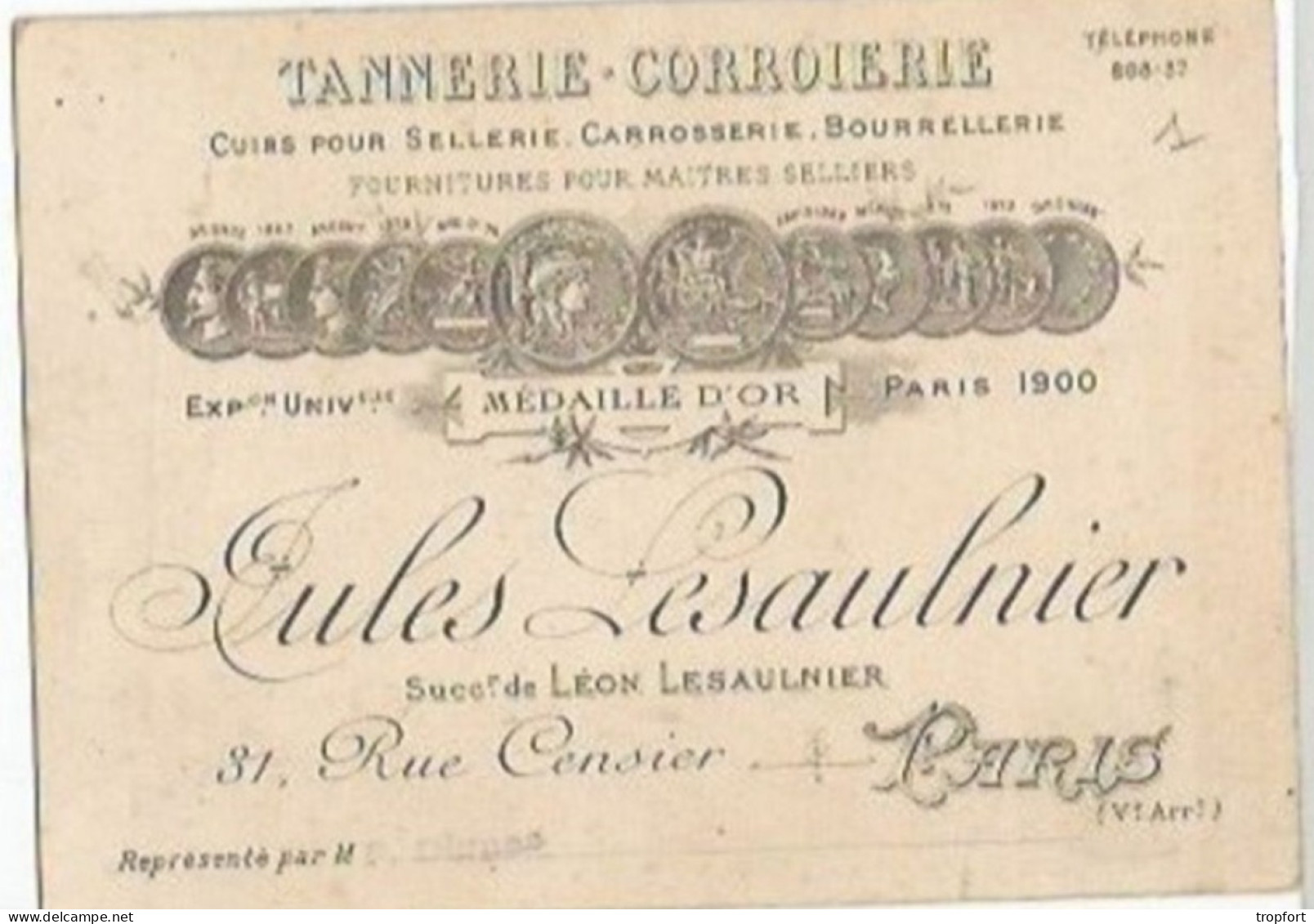 PO / CARTE De Visite PUBLICITAIRE ANCIENNE JULES LESAULNIER / TANNERIE CORROIERIE / SOTTEVILLE LES ROUEN - Cartes De Visite