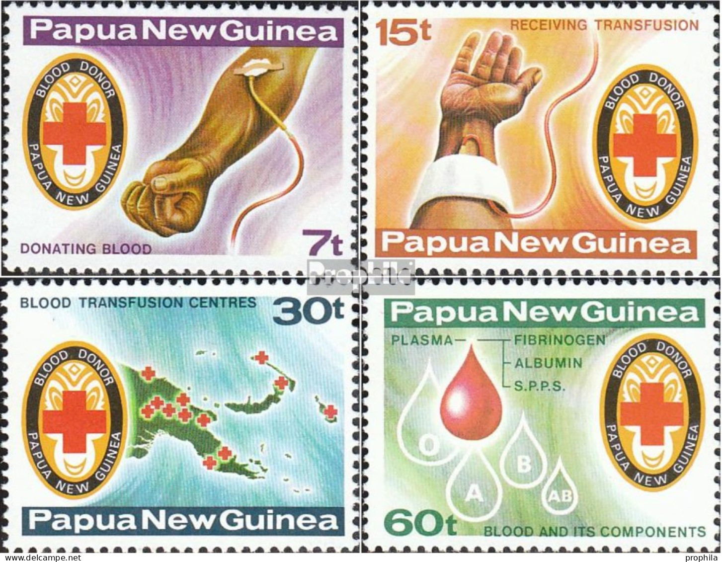 Papua-Neuguinea 394-397 (kompl.Ausg.) Postfrisch 1980 Blutbank - Papúa Nueva Guinea