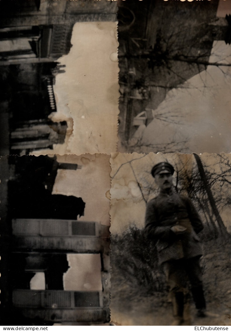 Lot photos soldats allemands village à identifier ruines tranchées guerre 14-18 WW1