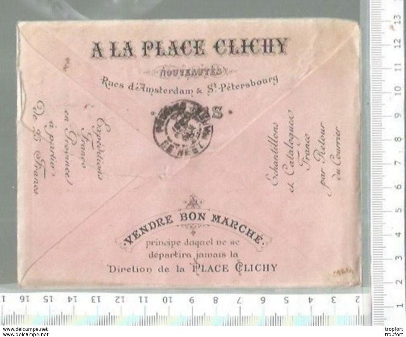 PO / ENVELOPPE TIMBREE ET FACTURE 1898  A LA PLACE CLICHY - 1800 – 1899