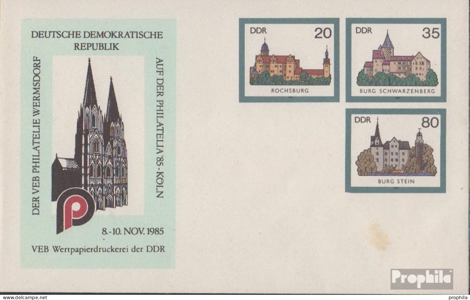 DDR U2 Amtlicher Umschlag Gefälligkeitsgestempelt Gebraucht 1985 Burgen Der DDR - Enveloppes - Oblitérées