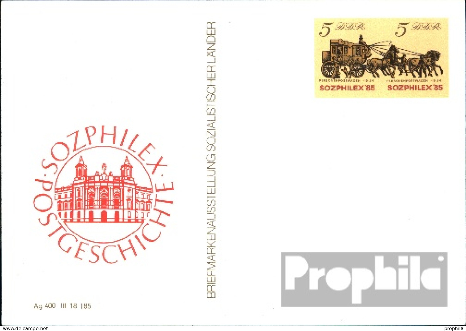 DDR P93 Amtliche Postkarte Gefälligkeitsgestempelt Gebraucht 1985 Sozphilex 85 - Other & Unclassified