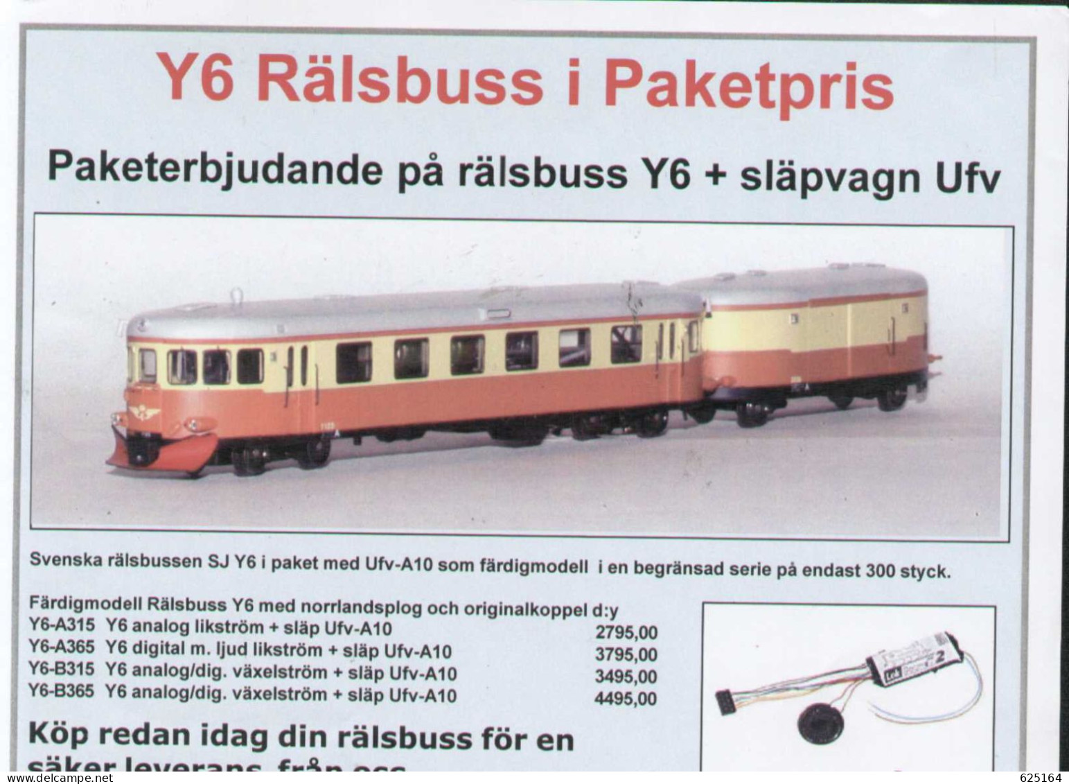 Catalogue JECO AB 2011 MJ-HOBBY ESPERTEN Rälsbuss Y6 Infoblatt HO 1/87   - En Suédois - Non Classés